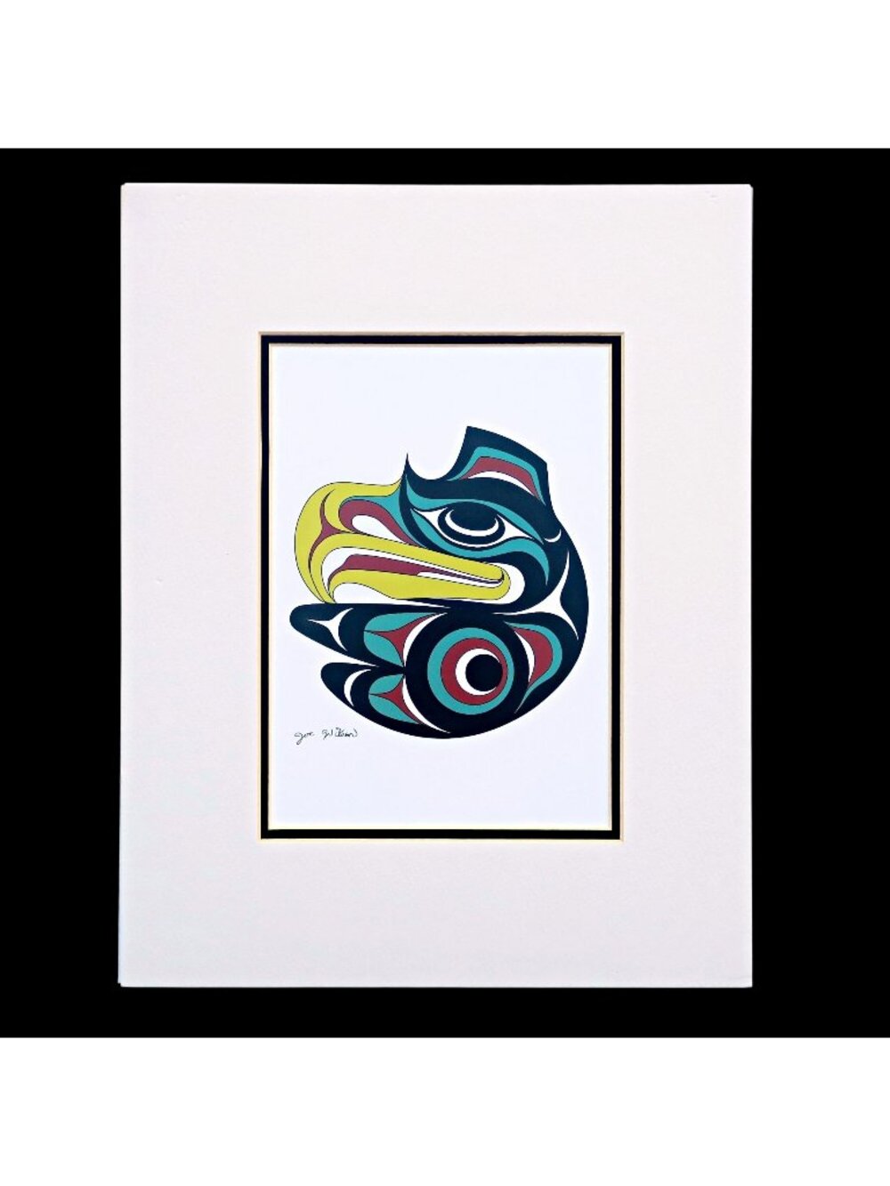 Joe Wilson “Small Eagle” Coast Salish Art Print, Matted 11×14, Island Art